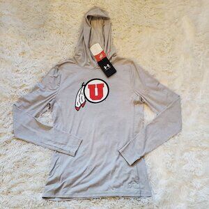NWT: Under Amour Utah Utes Breezy Collegiate Gray Long-Sleeve Hoodie T-Shirt